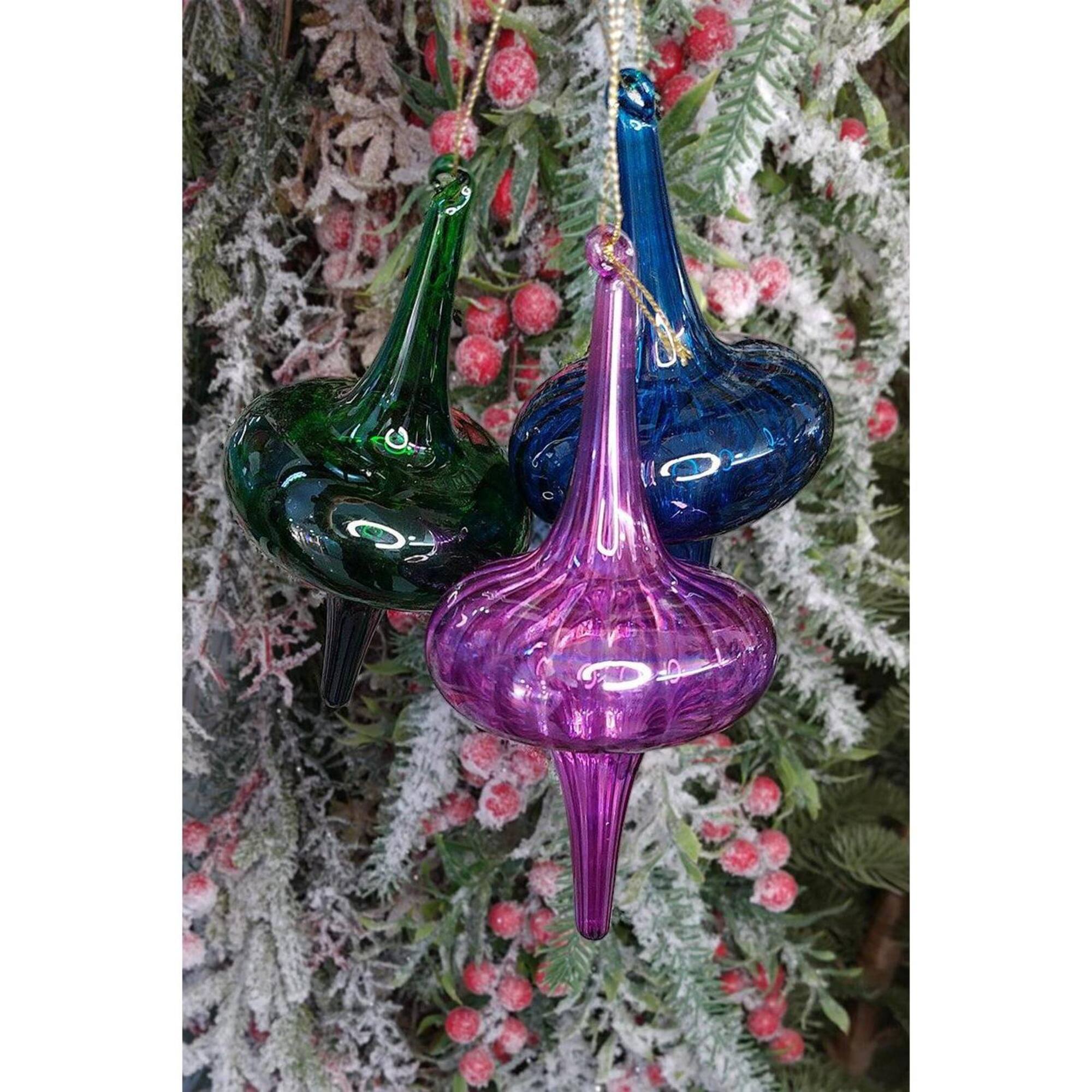 Wizardi 5.9" Dark Green Spire Christmas Glass Ornament